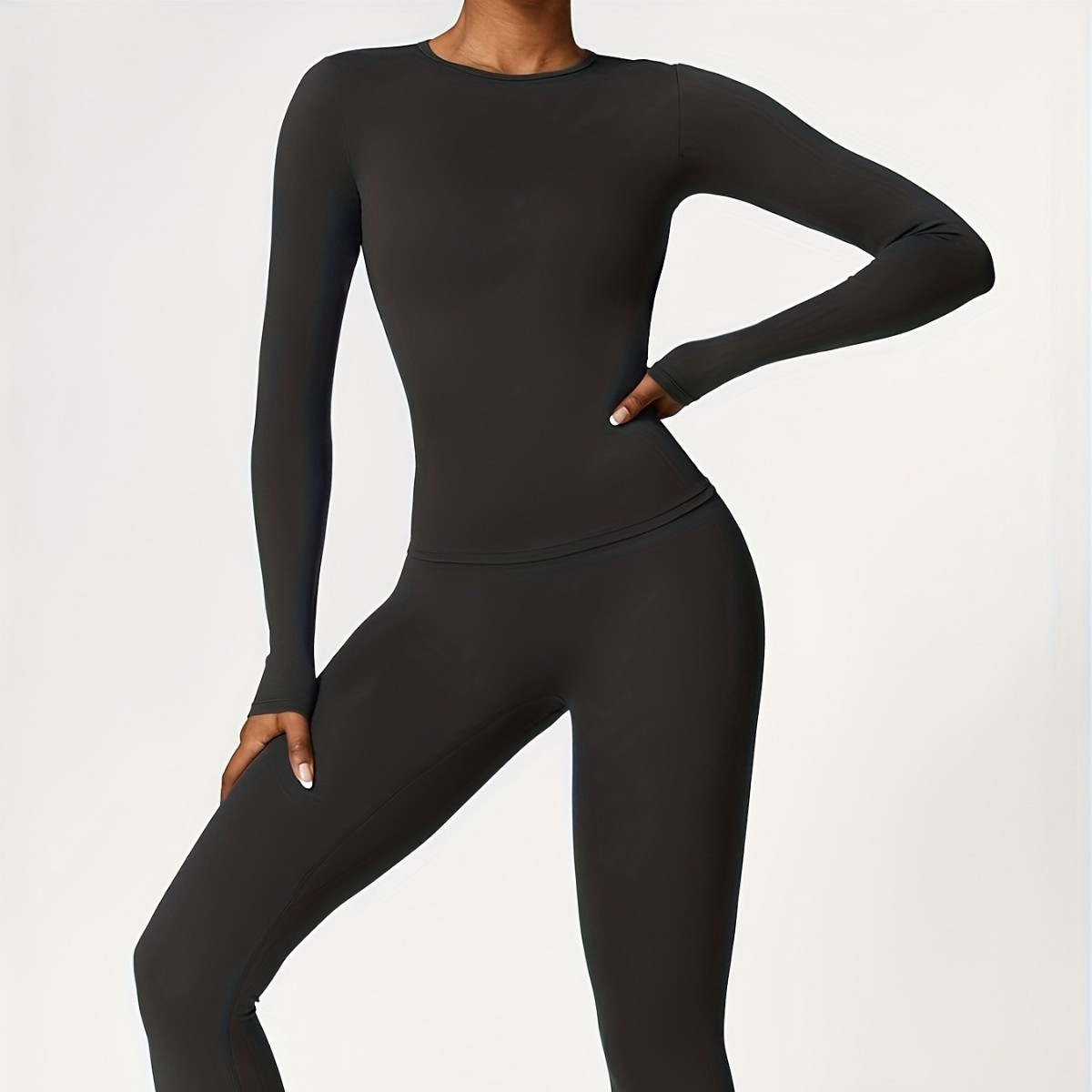 Yoga Fitness Pilates - بدلة يوجا ضيقة ذات أكمام طويلة